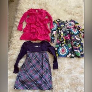 3-4T Toddler Girls Long Sleeve Dress Bundle 3 - Carters, Old Navy, Jumping Beans